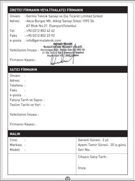 Garanti Belgesi 3