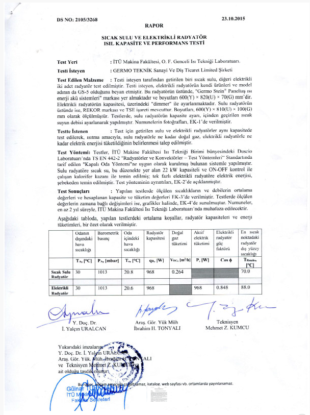 İstanbul Teknik Üniversitesi (İTÜ) - Yakıt Tüketim Karşılaştırma Testi Belgesi